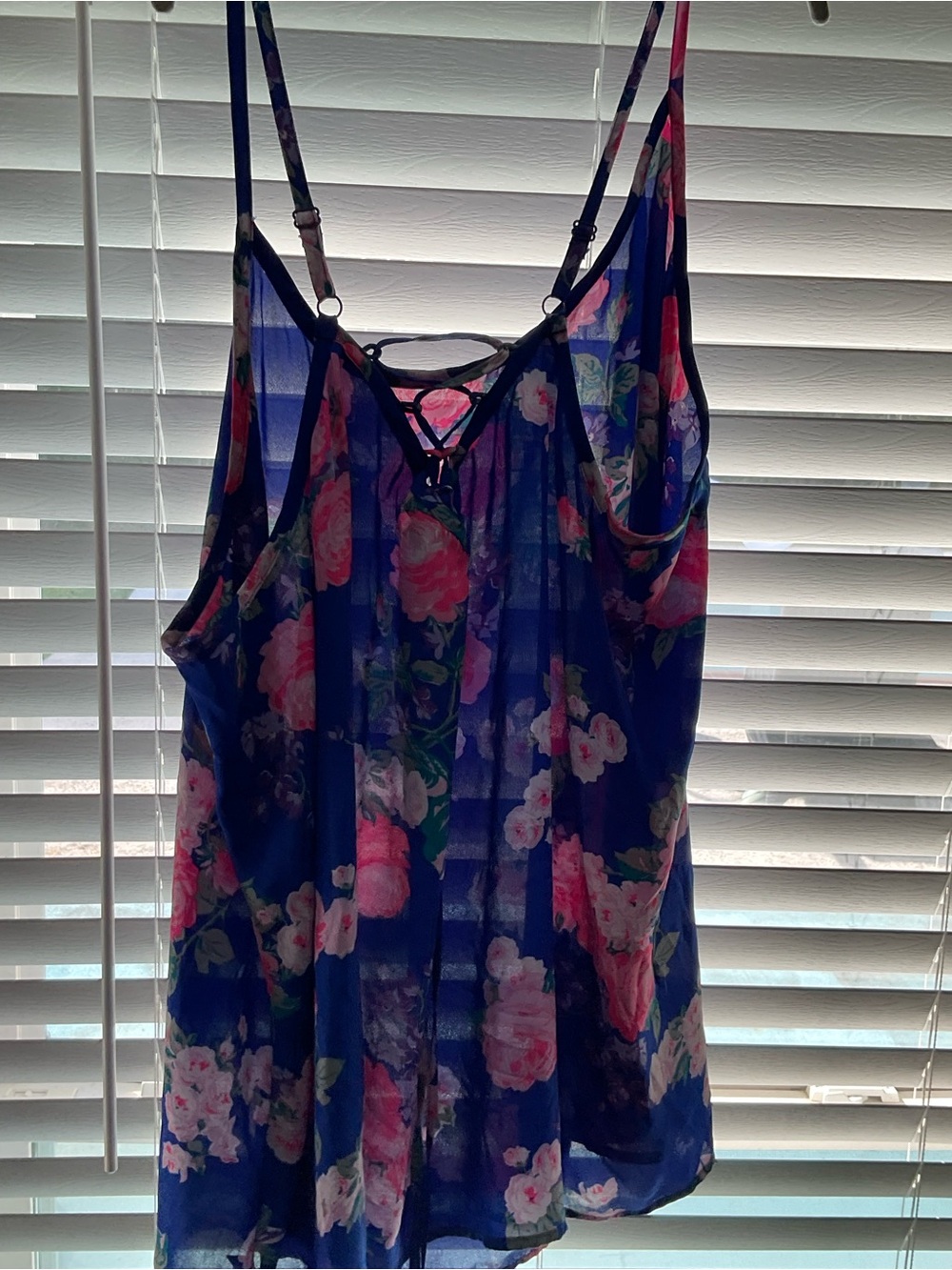 Floral Sheer Navy Cami Tank Top